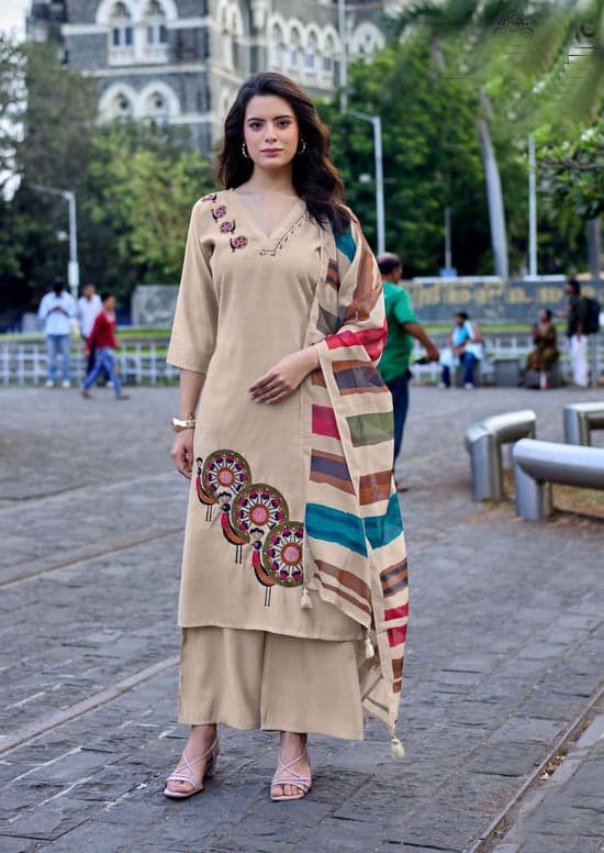 Vanshika Roman Silk Thread Work Palazzo Suit Set